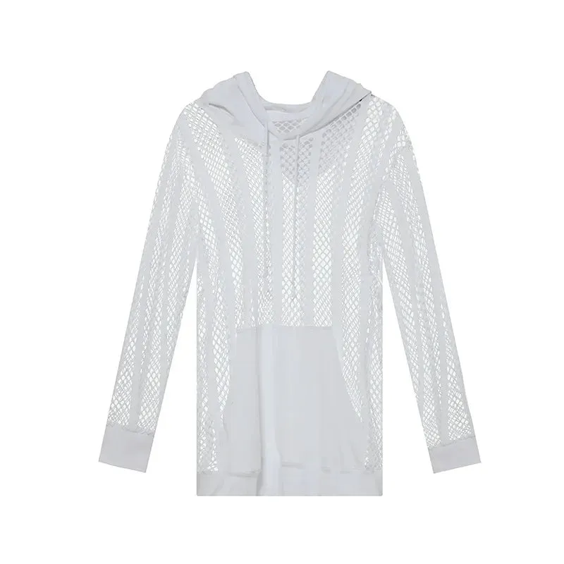 SSANSISITER Men's Mesh Hooded Sweatshirt