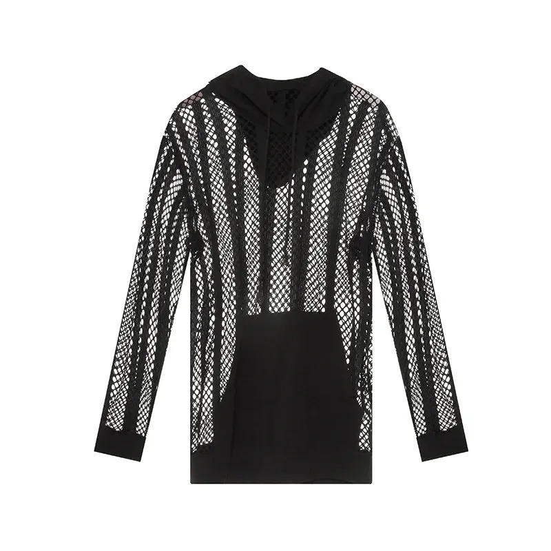 SSANSISITER Men's Mesh Hooded Sweatshirt