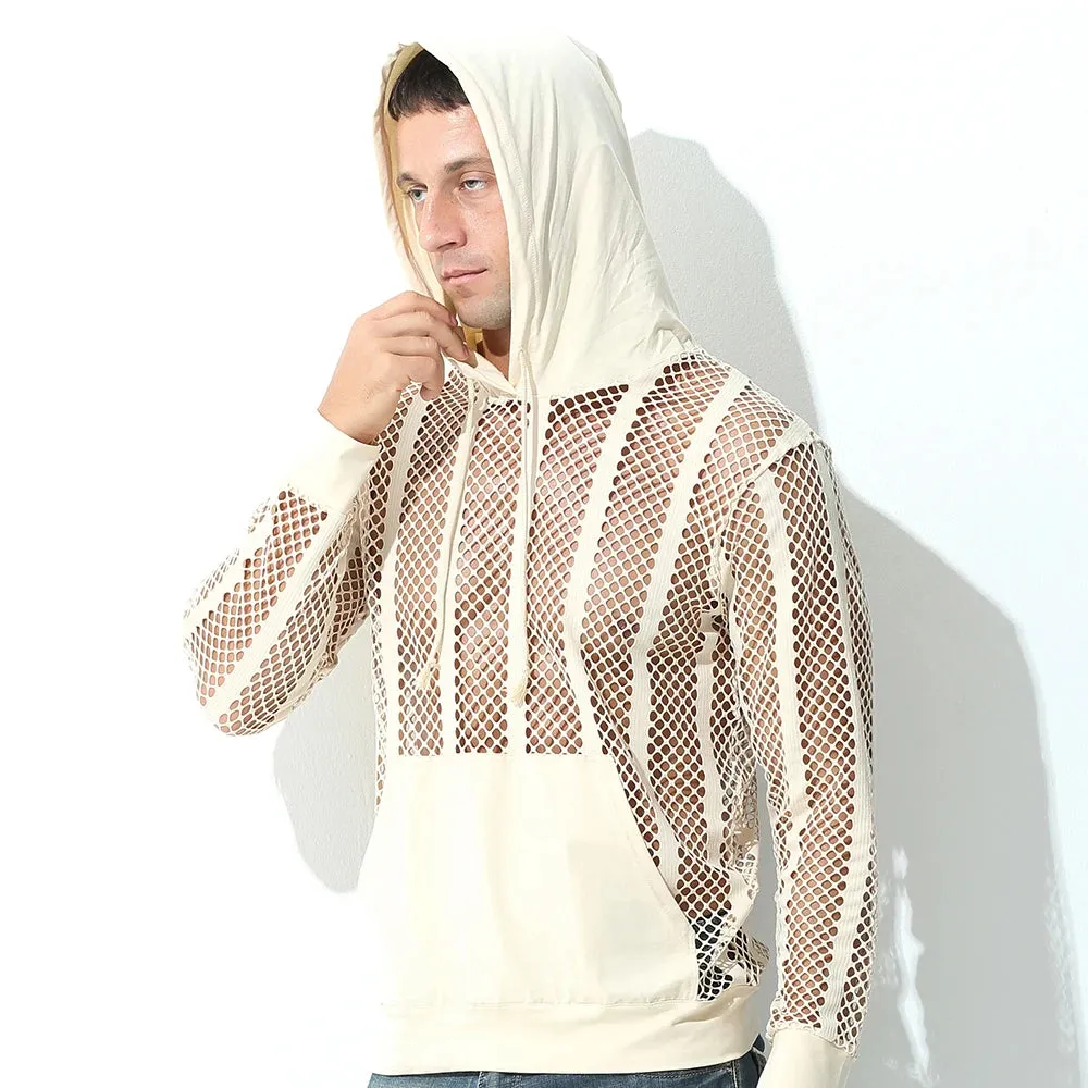 SSANSISITER Men's Mesh Hooded Sweatshirt