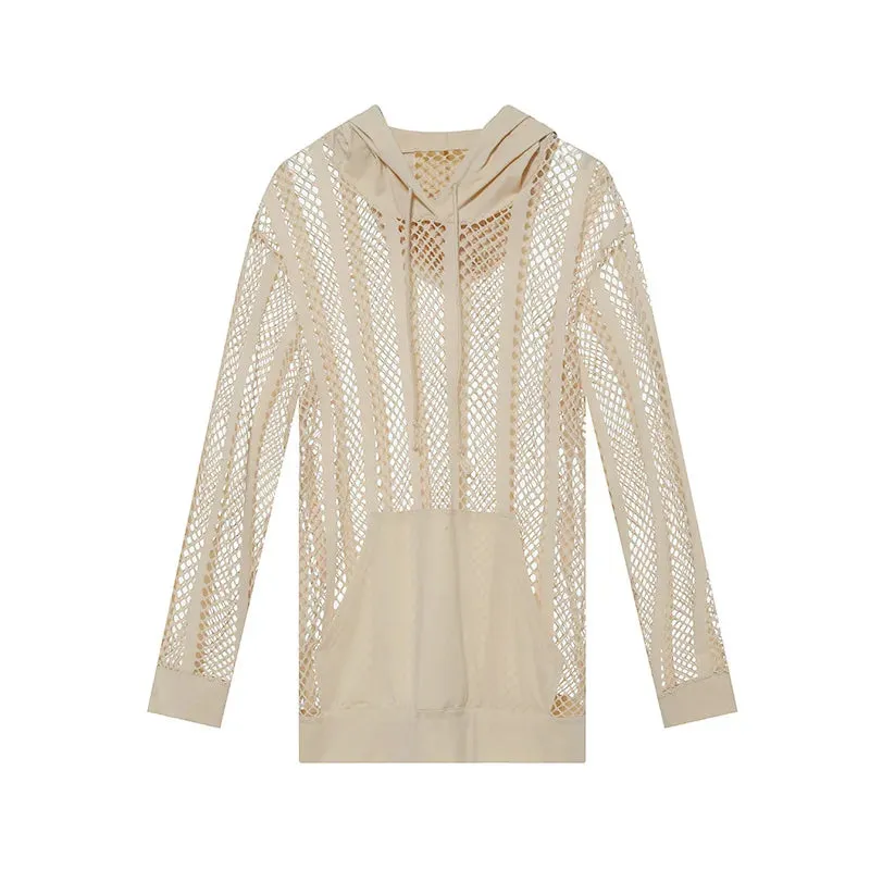 SSANSISITER Men's Mesh Hooded Sweatshirt
