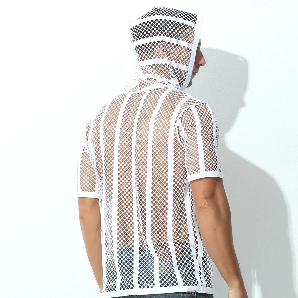 SSANSISITER Men's Mesh Hooded Sweatshirt