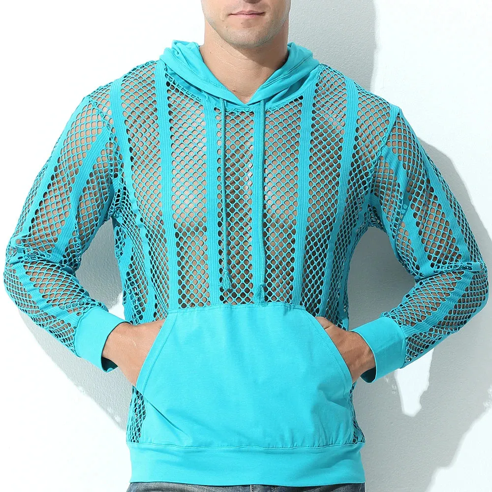 SSANSISITER Men's Mesh Hooded Sweatshirt