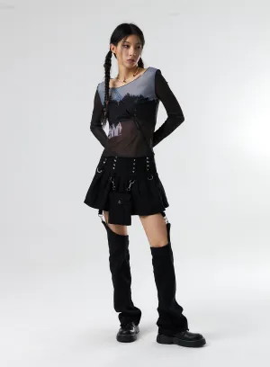 Studded Buckle Mini Skort IS322
