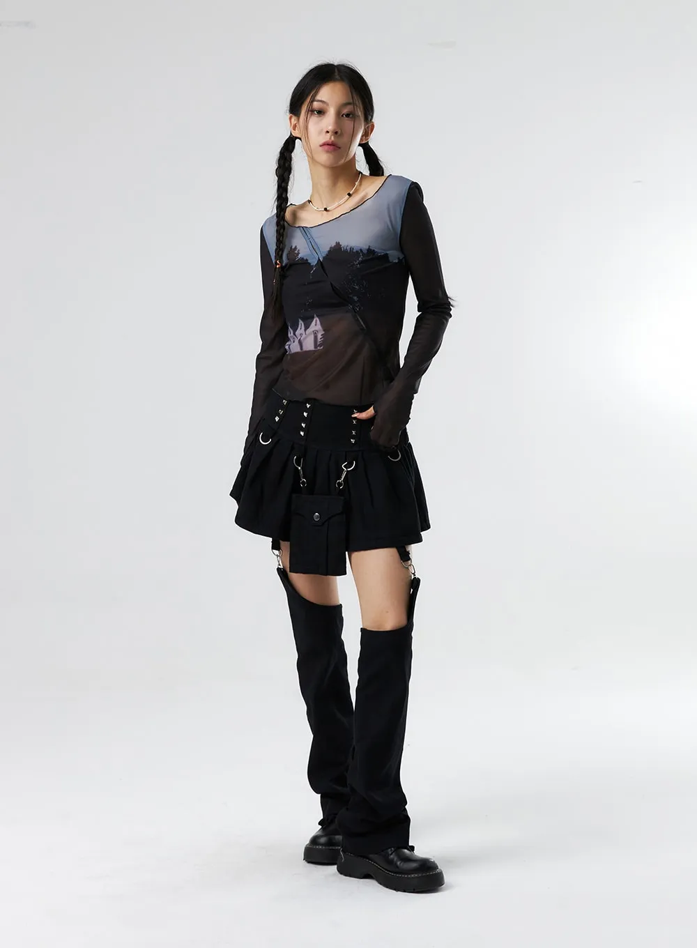 Studded Buckle Mini Skort IS322
