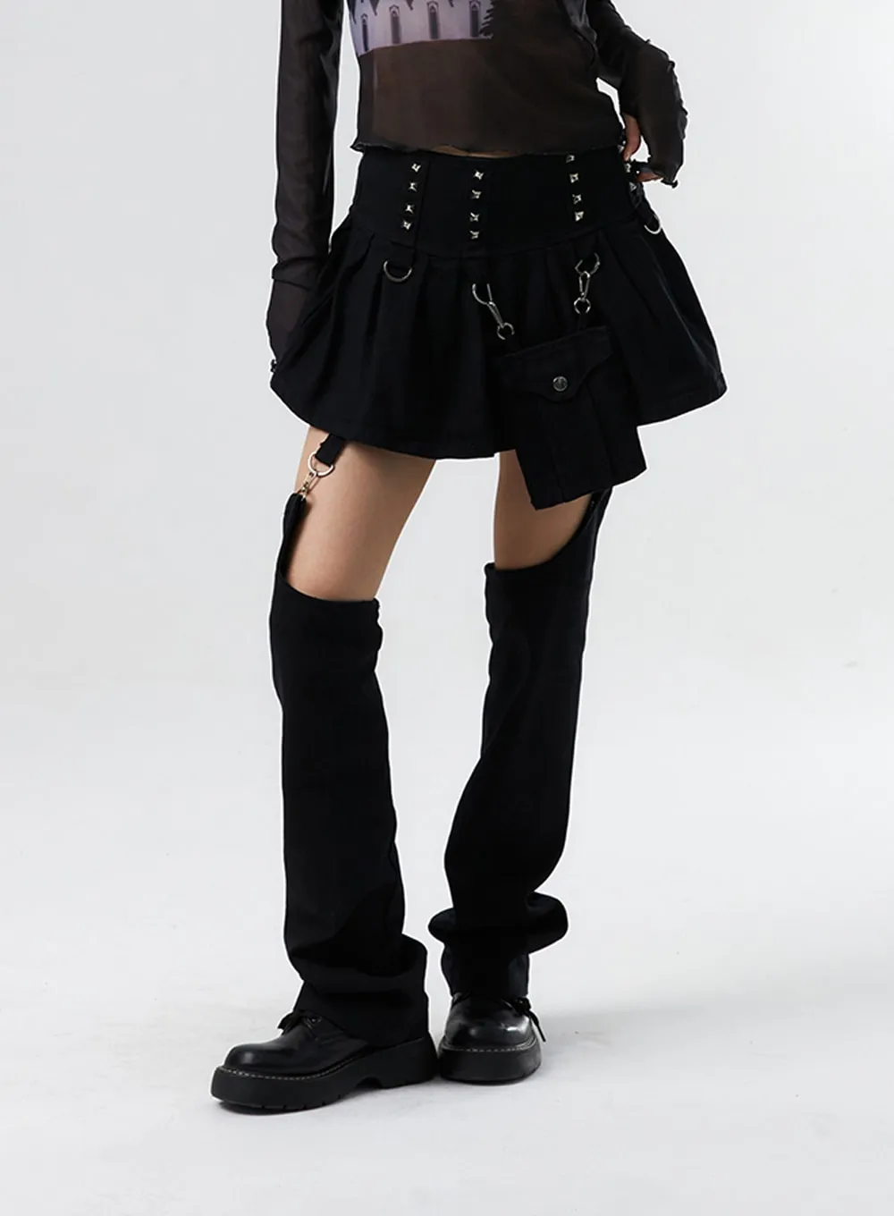 Studded Buckle Mini Skort IS322