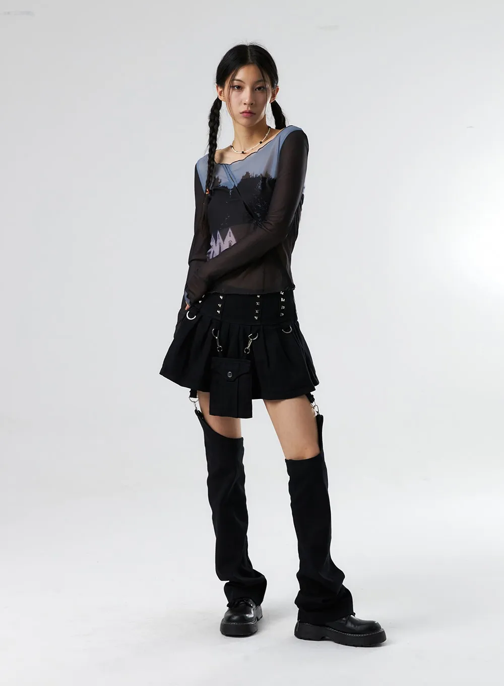 Studded Buckle Mini Skort IS322