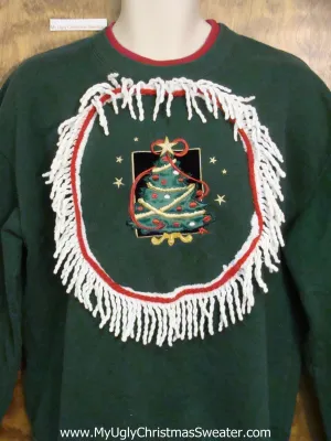 Tacky Green Christmas Sweatshirt with Festive Tree