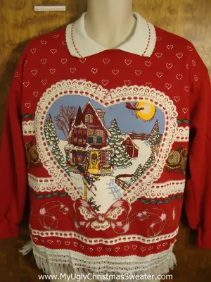 Tacky Heart and House Christmas Sweatshirt