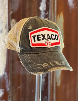 Texaco Vintage Logo Hat- Distressed Black Snapback