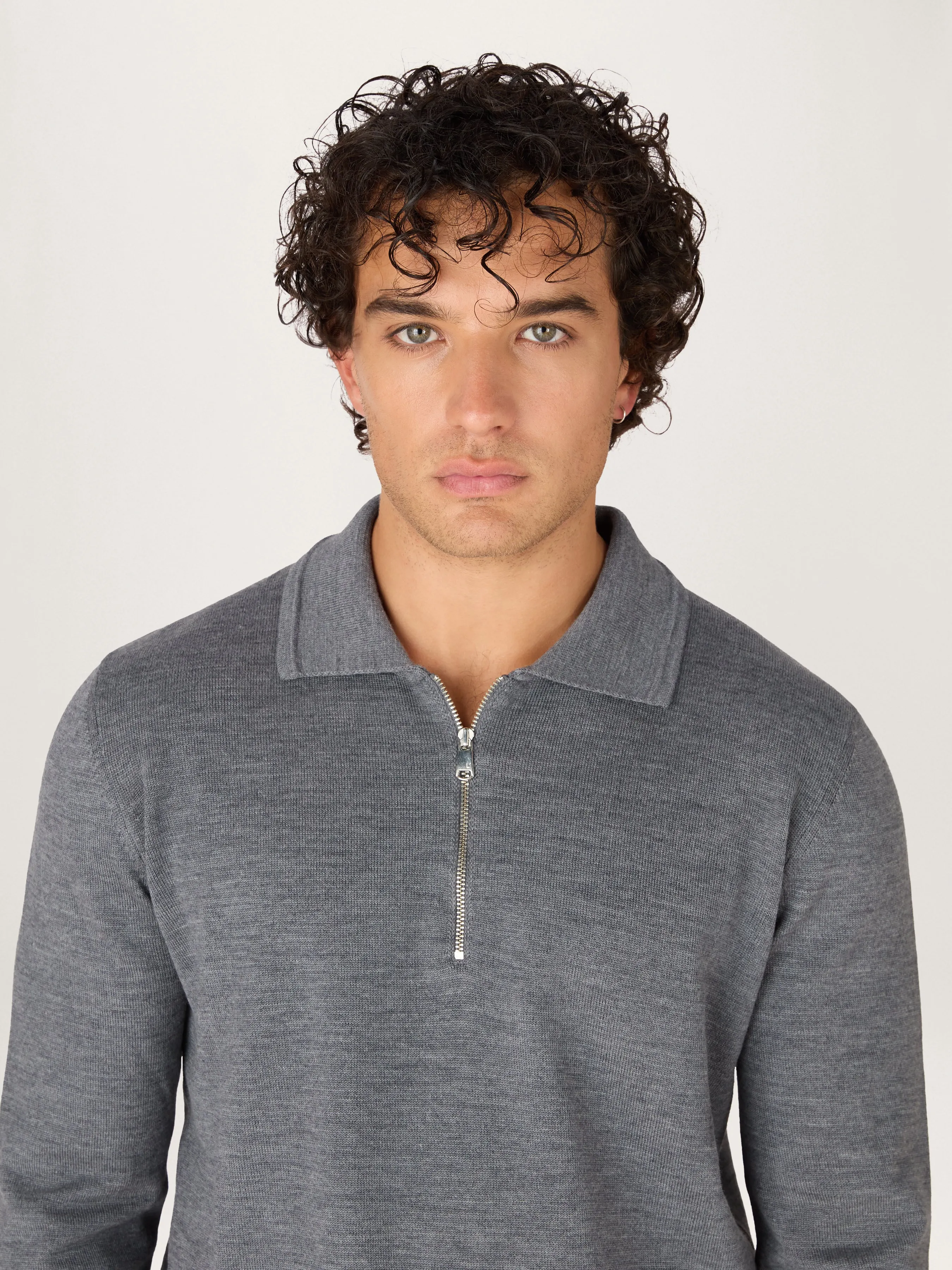 The Lightweight Easy Zip Sweater || Grey | Merino Wool
