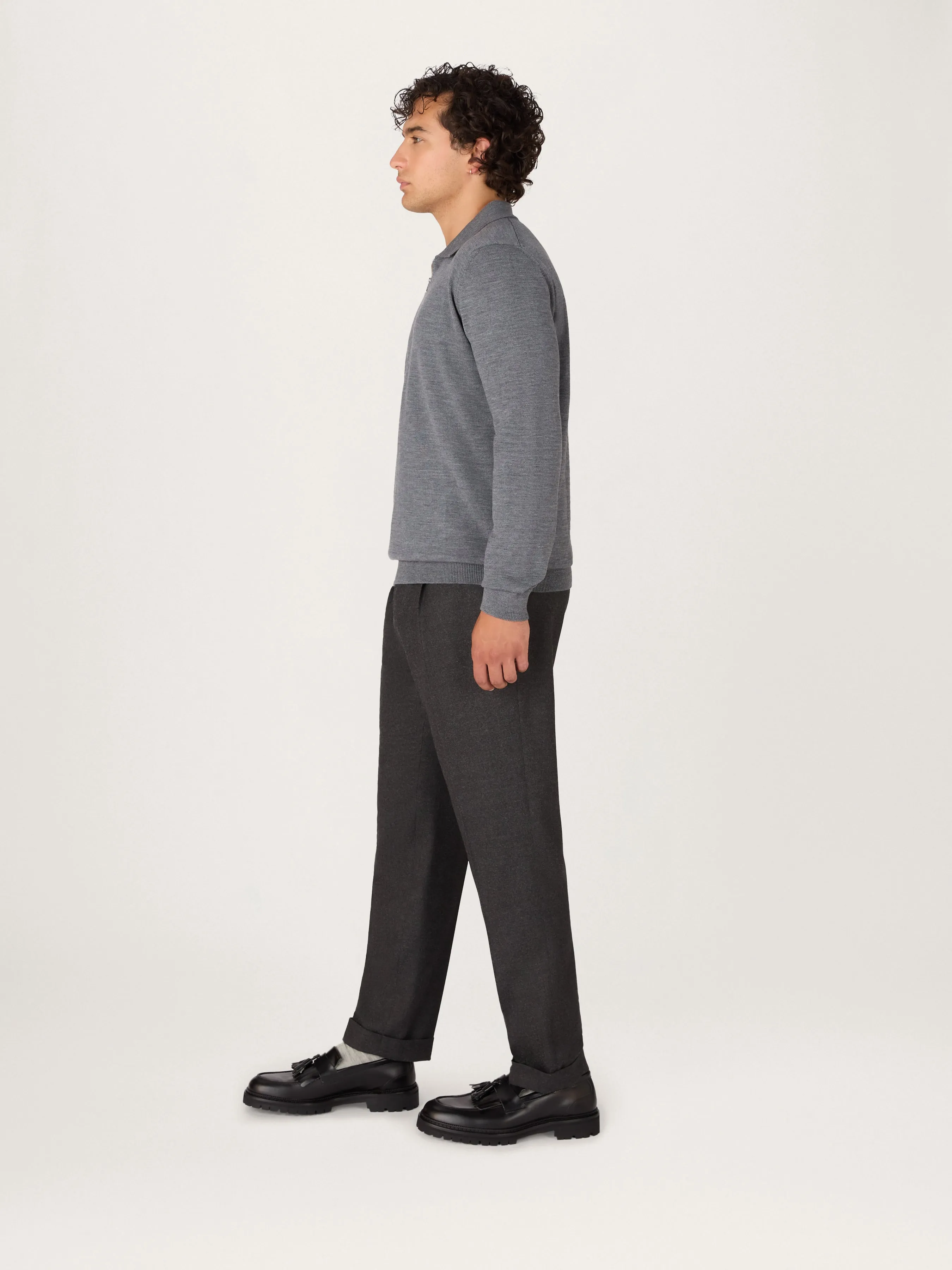 The Lightweight Easy Zip Sweater || Grey | Merino Wool