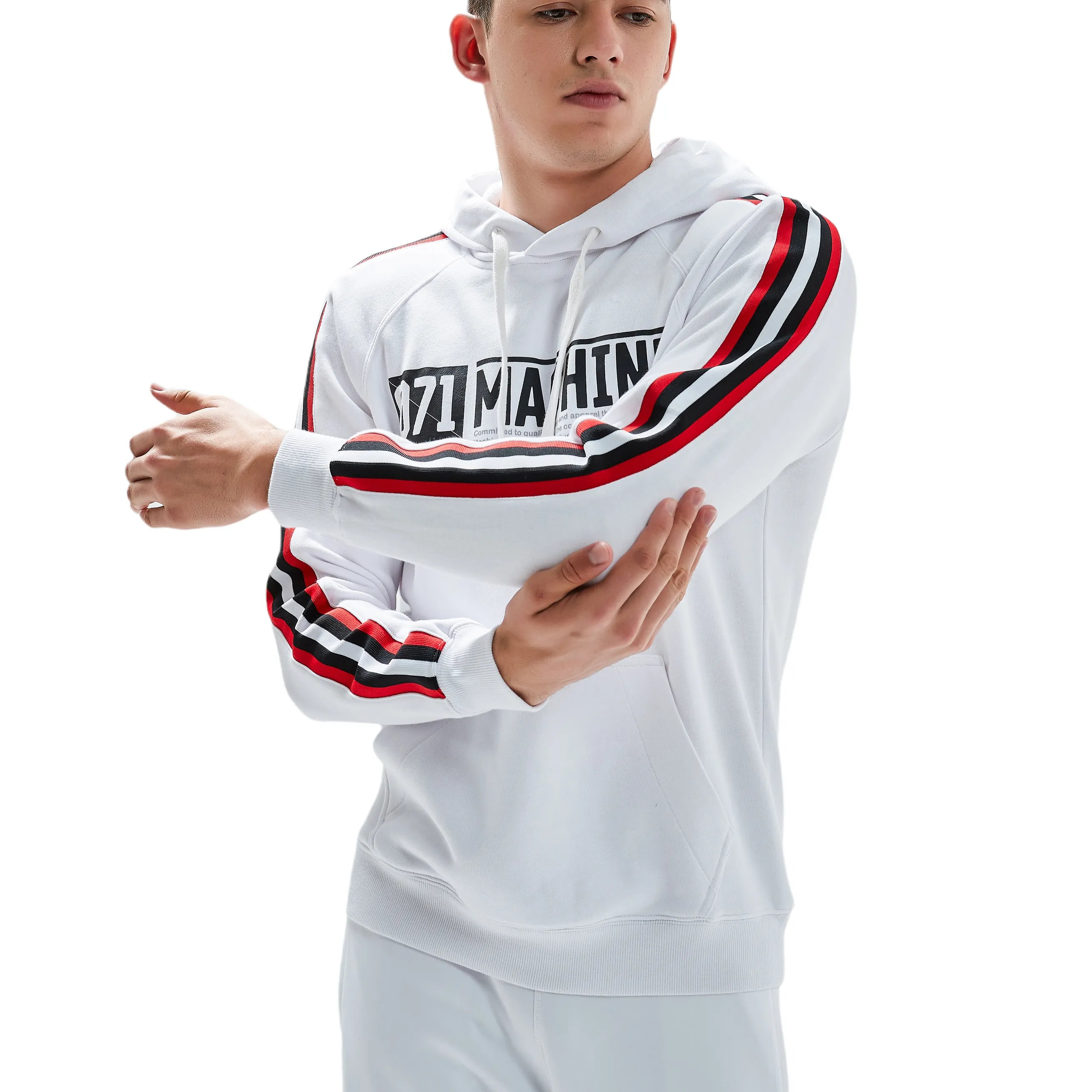 Tremont Hoodie with 3D Stripes in White
