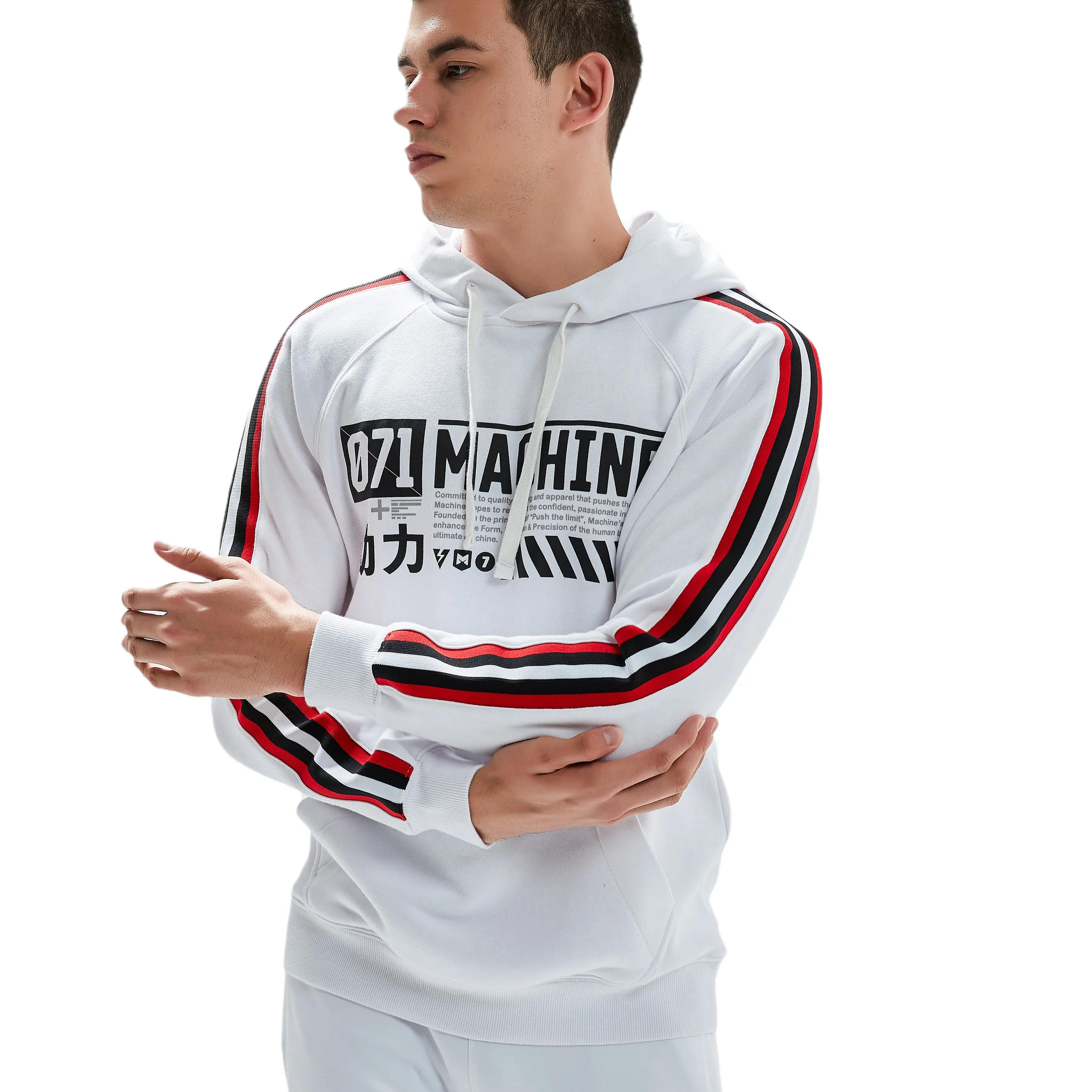 Tremont Hoodie with 3D Stripes in White