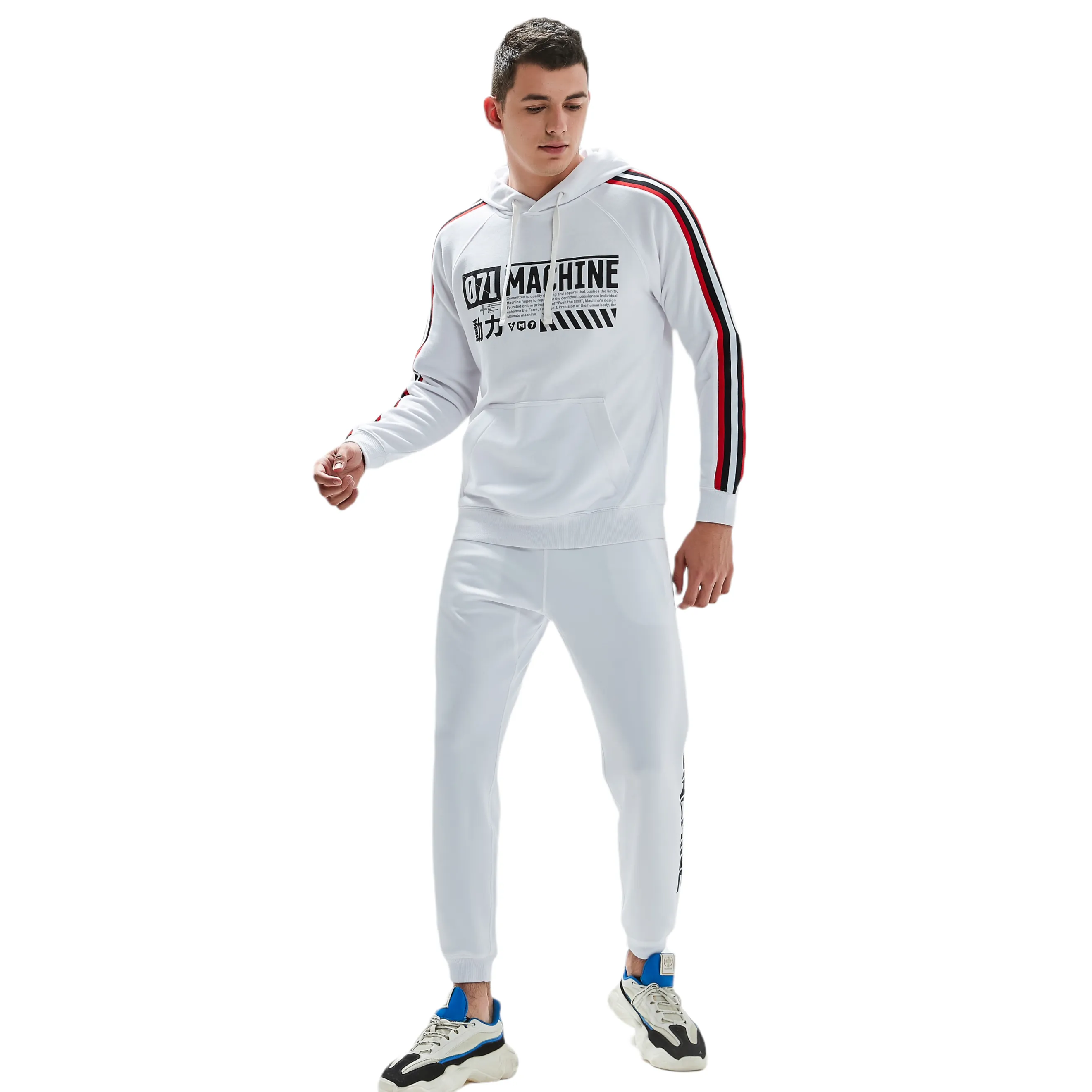Tremont Hoodie with 3D Stripes in White