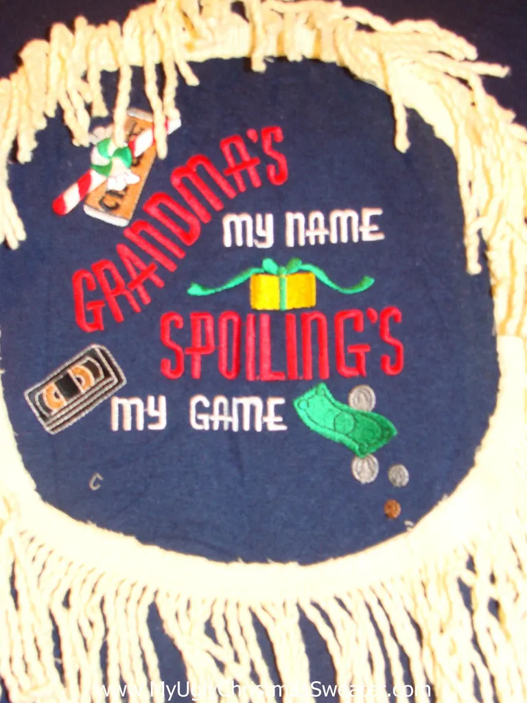 Ugly Christmas Tacky Sweatshirt Grandma Theme with Fringe (q39)