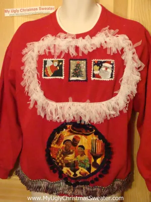 Ugly Kwanzaa Kwanza Tacky Sweatshirt with Fringe (q53)