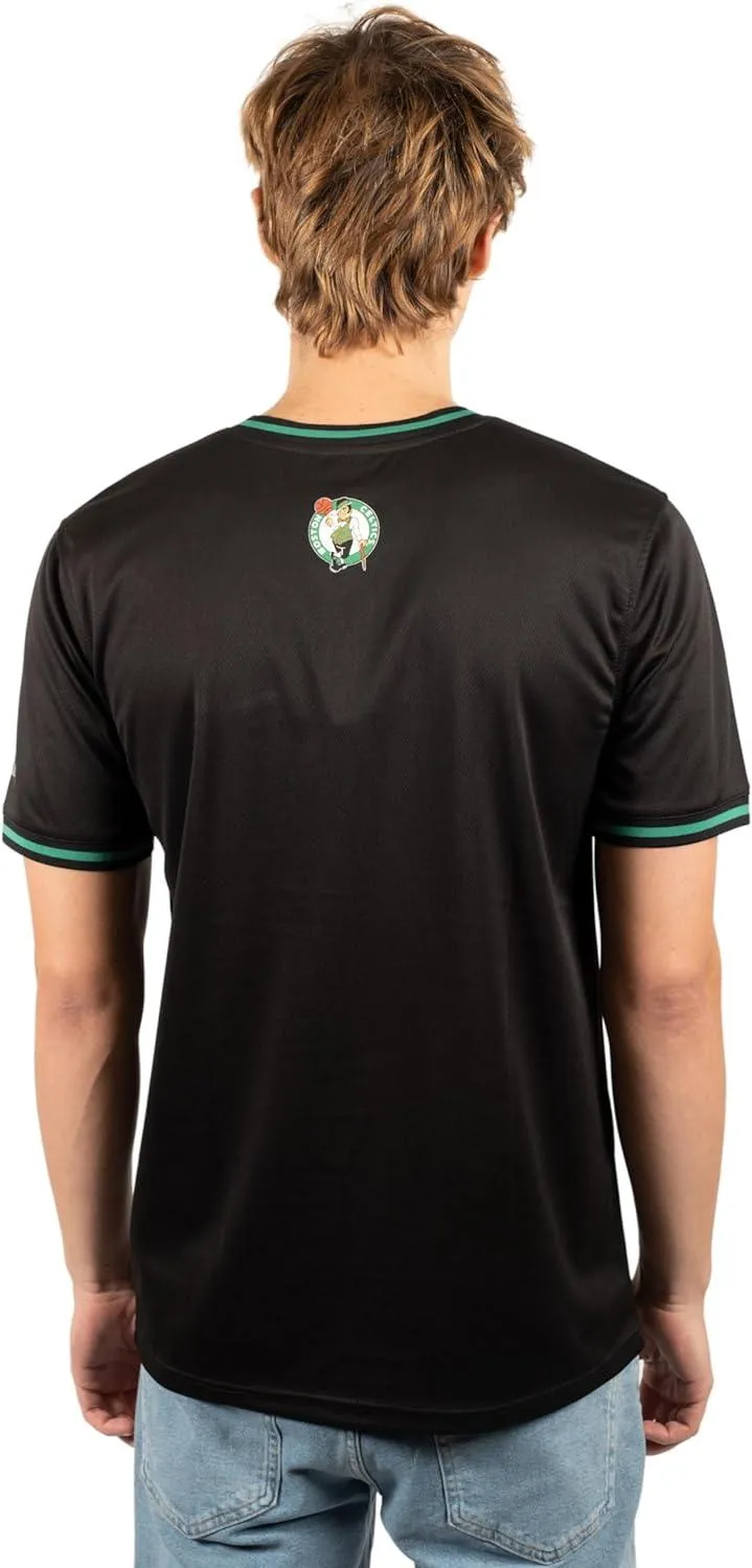 Ultra Game NBA Official Men’s Game Time Soft Mesh Short Sleeve Shirt, Boston Celtics, Black|Boston Celtics