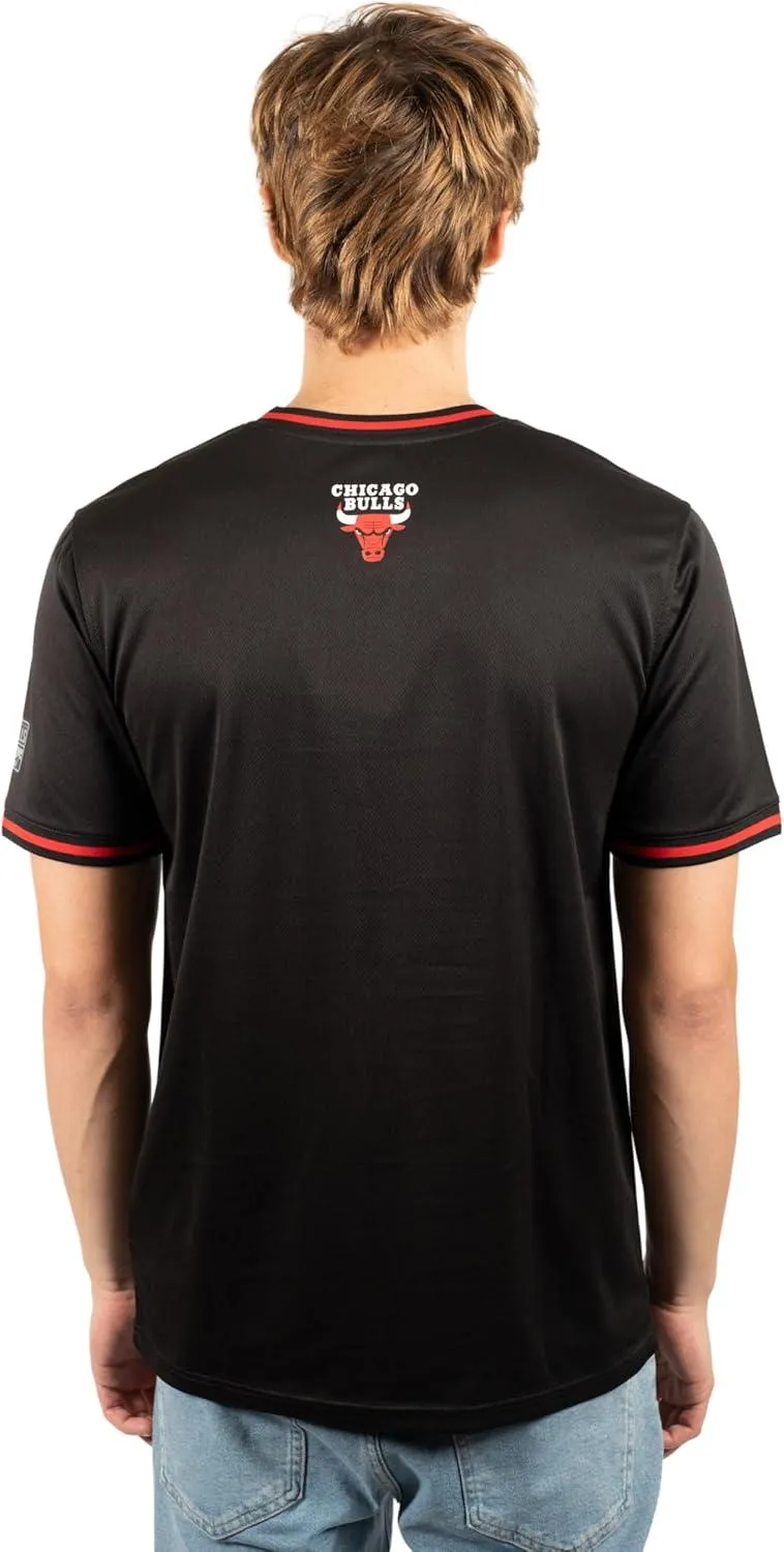 Ultra Game NBA Official Men’s Game Time Soft Mesh Short Sleeve Shirt, Chicago Bulls, Black|Chicago Bulls