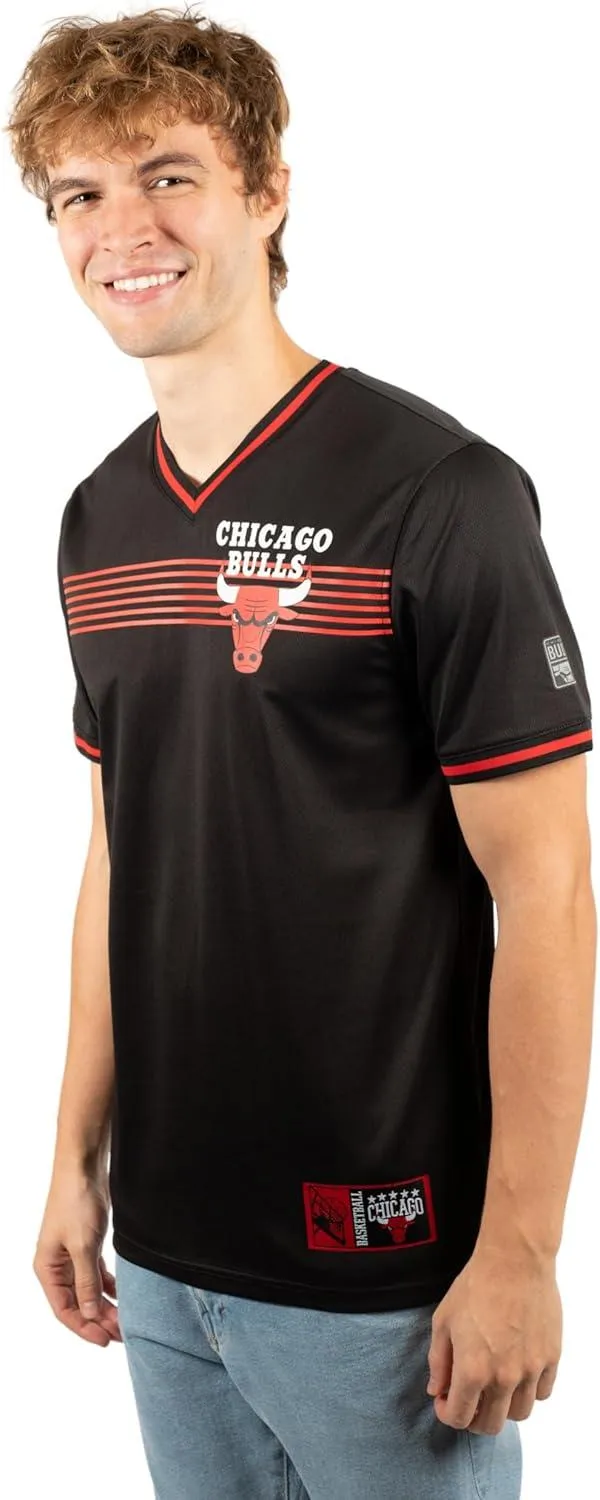 Ultra Game NBA Official Men’s Game Time Soft Mesh Short Sleeve Shirt, Chicago Bulls, Black|Chicago Bulls