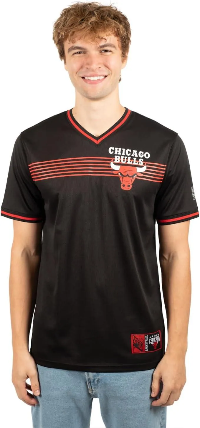 Ultra Game NBA Official Men’s Game Time Soft Mesh Short Sleeve Shirt, Chicago Bulls, Black|Chicago Bulls
