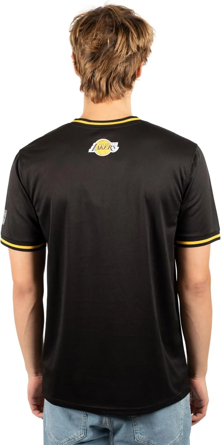 Ultra Game NBA Official Men’s Game Time Soft Mesh Short Sleeve Shirt, Los Angeles Lakers, Black|Los Angeles Lakers
