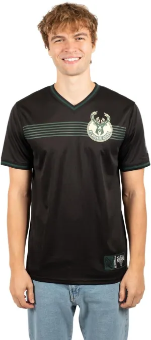 Ultra Game NBA Official Men’s Game Time Soft Mesh Short Sleeve Shirt, Milwaukee Bucks, Black|Milwaukee Bucks