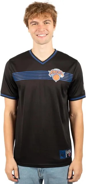 Ultra Game NBA Official Men’s Game Time Soft Mesh Short Sleeve Shirt, New York Knicks, Black|New York Knicks