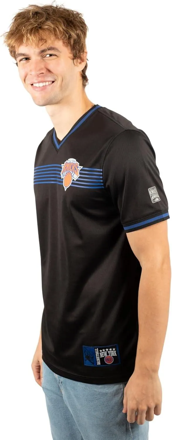 Ultra Game NBA Official Men’s Game Time Soft Mesh Short Sleeve Shirt, New York Knicks, Black|New York Knicks
