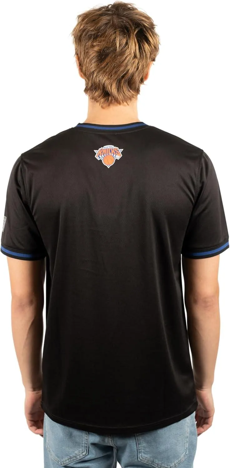 Ultra Game NBA Official Men’s Game Time Soft Mesh Short Sleeve Shirt, New York Knicks, Black|New York Knicks