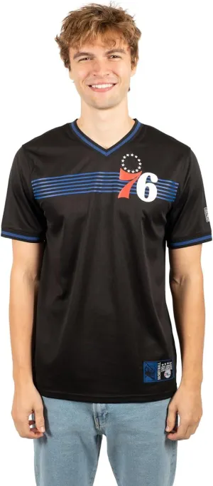 Ultra Game NBA Official Men’s Game Time Soft Mesh Short Sleeve Shirt, Philadelphia 76ers, Black|Philadelphia 76ers