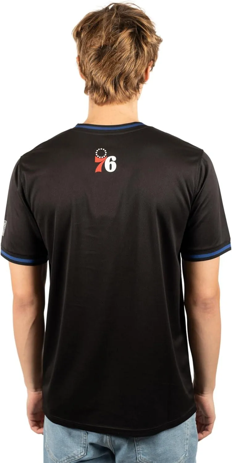 Ultra Game NBA Official Men’s Game Time Soft Mesh Short Sleeve Shirt, Philadelphia 76ers, Black|Philadelphia 76ers