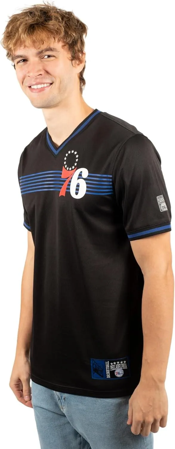 Ultra Game NBA Official Men’s Game Time Soft Mesh Short Sleeve Shirt, Philadelphia 76ers, Black|Philadelphia 76ers