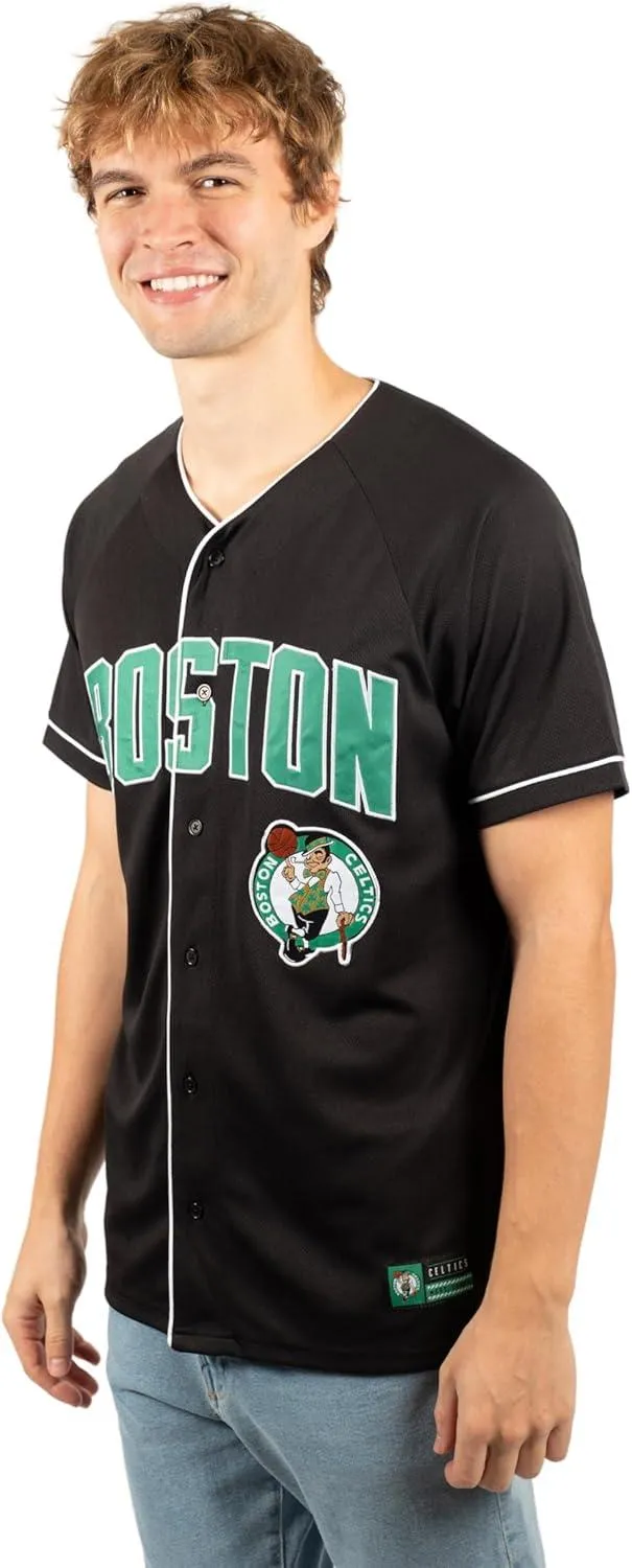 Ultra Game NBA Official Men’s Super Soft Button Down Baseball Shirt, Boston Celtics, Black|Boston Celtics