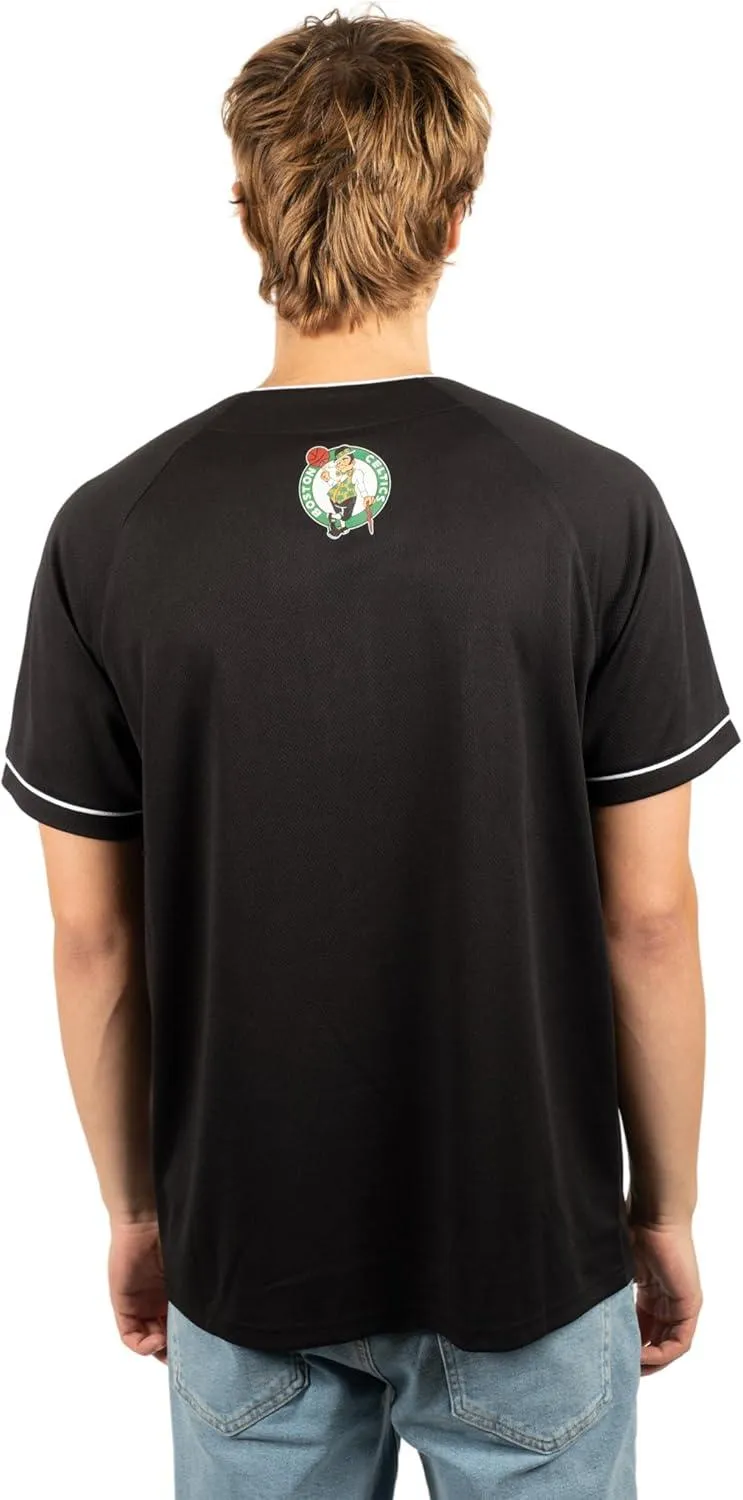 Ultra Game NBA Official Men’s Super Soft Button Down Baseball Shirt, Boston Celtics, Black|Boston Celtics