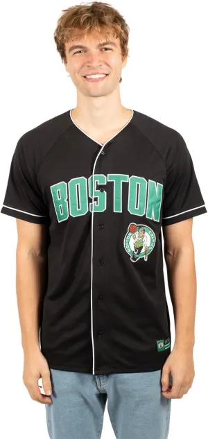 Ultra Game NBA Official Men’s Super Soft Button Down Baseball Shirt, Boston Celtics, Black|Boston Celtics