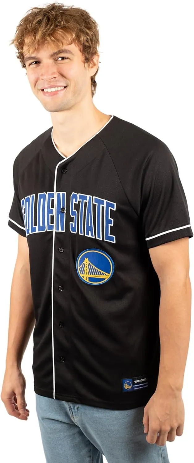 Ultra Game NBA Official Men’s Super Soft Button Down Baseball Shirt, Golden State Warriors, Black|Golden State Warriors