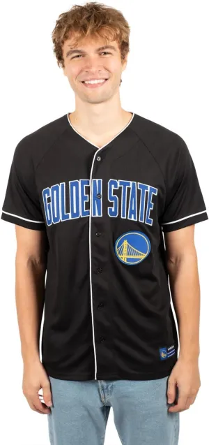 Ultra Game NBA Official Men’s Super Soft Button Down Baseball Shirt, Golden State Warriors, Black|Golden State Warriors