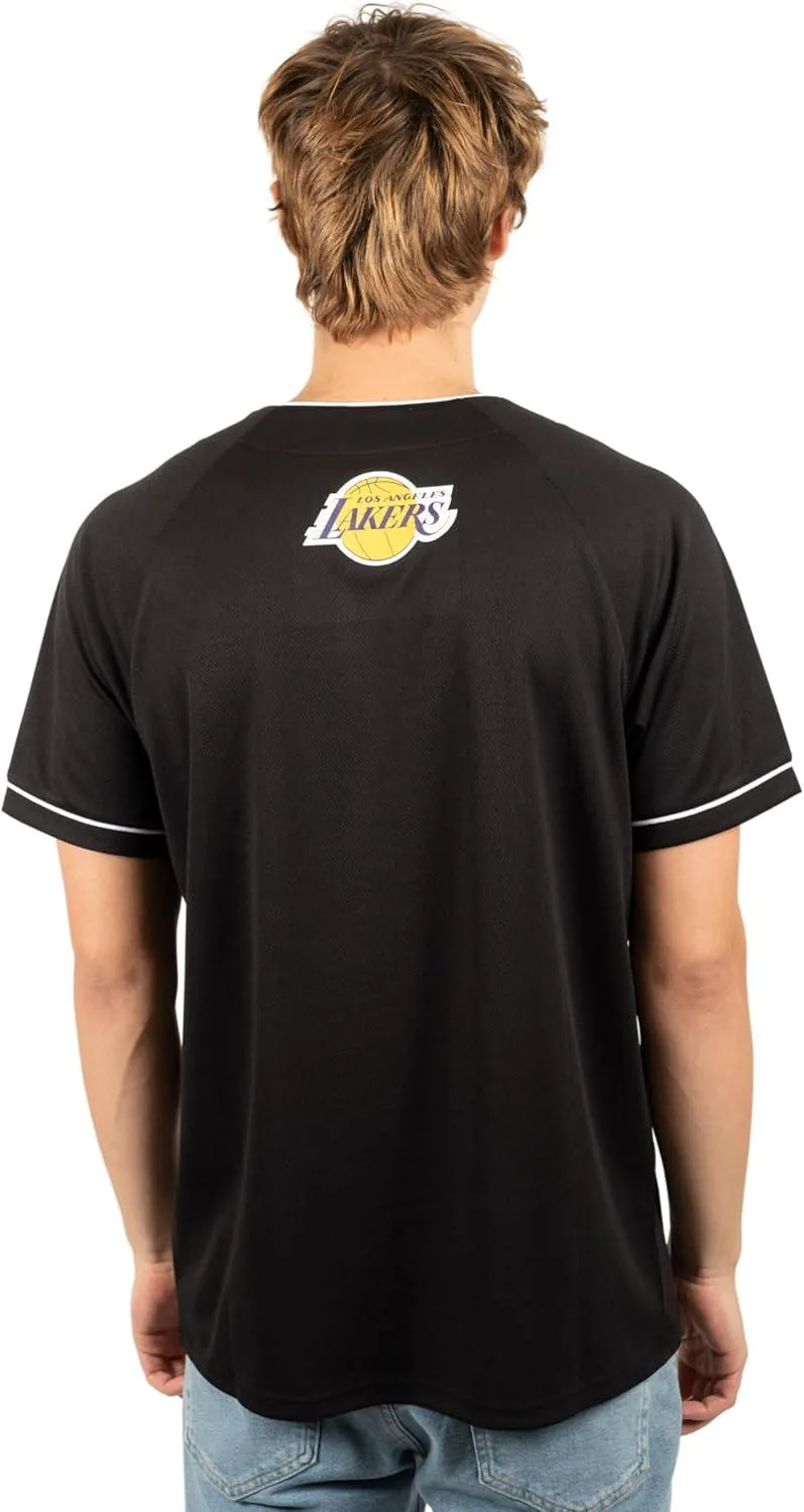 Ultra Game NBA Official Men’s Super Soft Button Down Baseball Shirt, Los Angeles Lakers, Black|Los Angeles Lakers