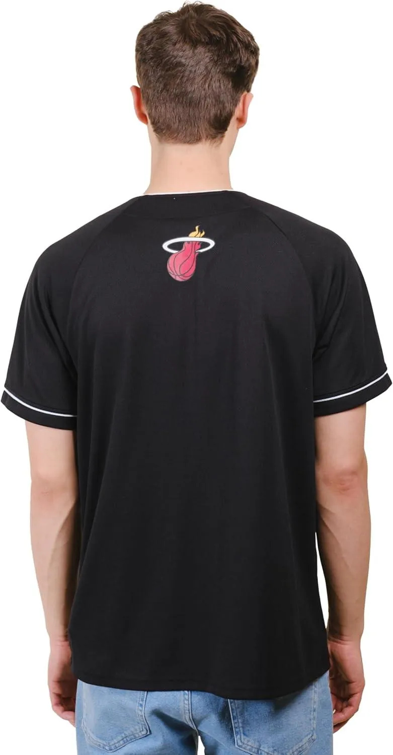 Ultra Game NBA Official Men’s Super Soft Button Down Baseball Shirt, Miami Heat, Black|Miami Heat
