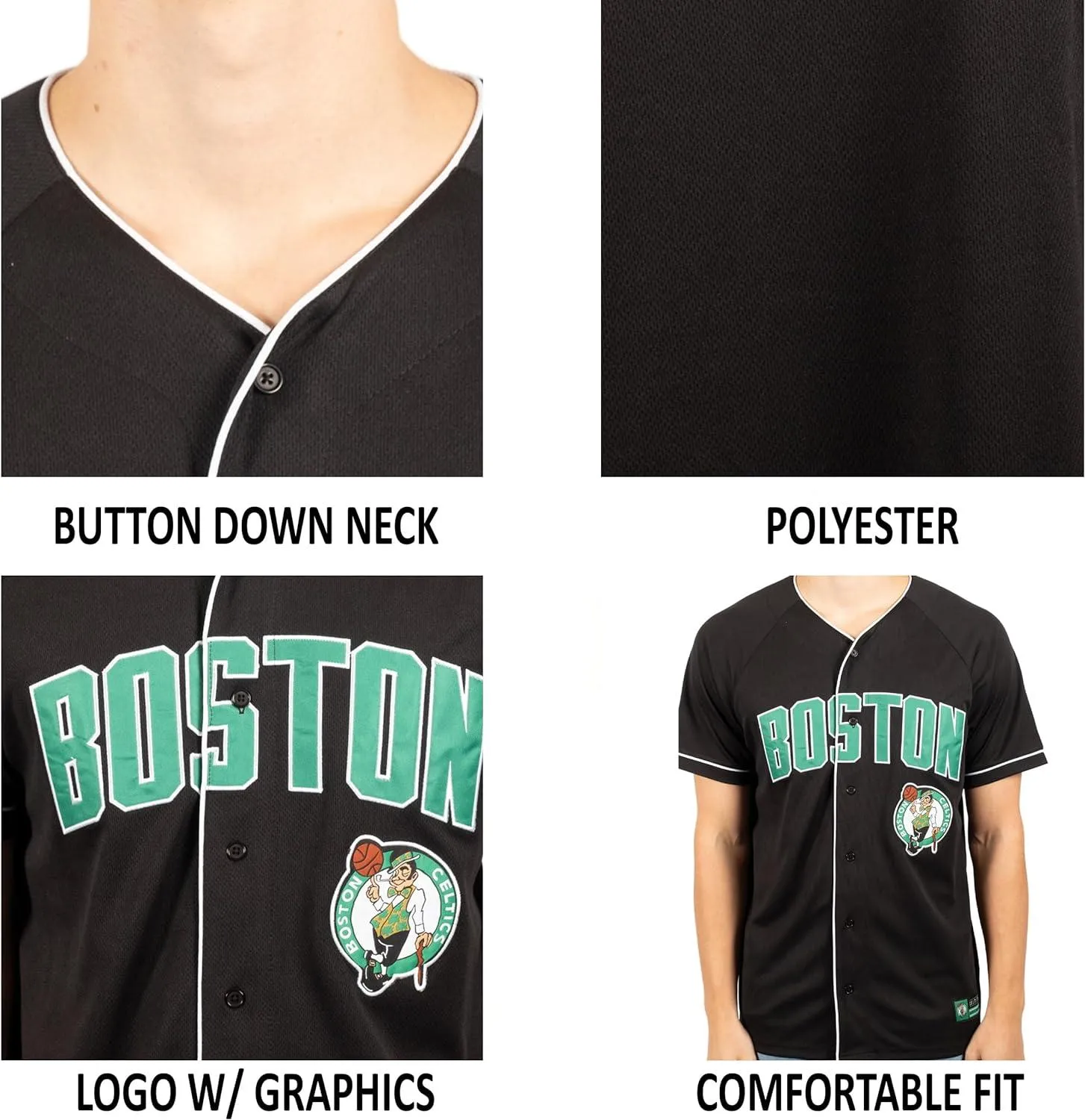 Ultra Game NBA Official Men’s Super Soft Button Down Baseball Shirt, Milwaukee Bucks, Black|Milwaukee Bucks