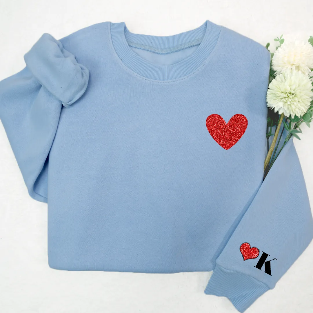 Valentines Sweatshirt Glitter Gifts Custom Nickname Sweatshirt