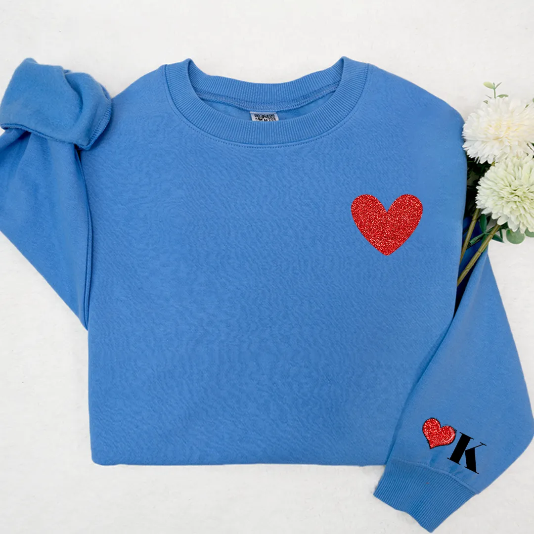 Valentines Sweatshirt Glitter Gifts Custom Nickname Sweatshirt