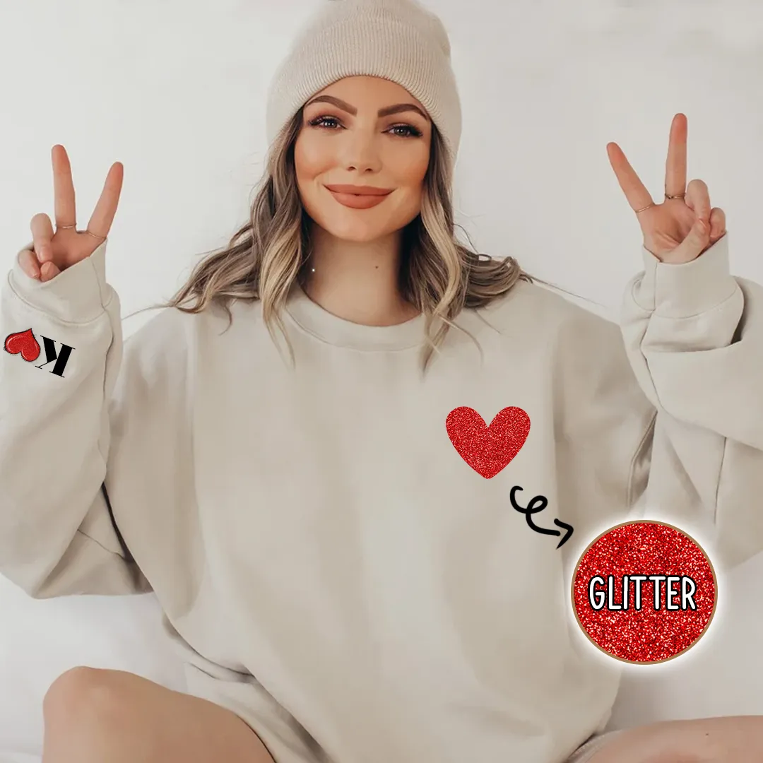 Valentines Sweatshirt Glitter Gifts Custom Nickname Sweatshirt