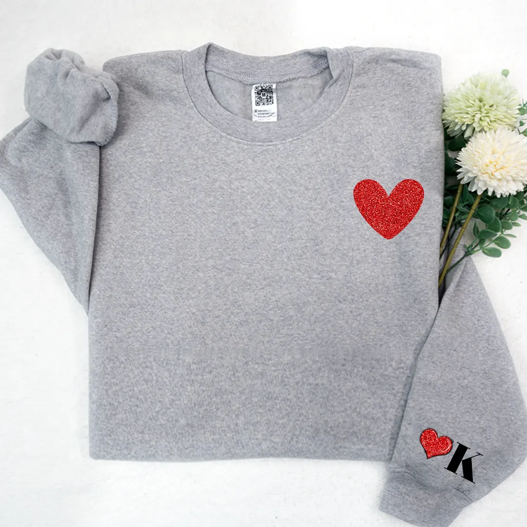 Valentines Sweatshirt Glitter Gifts Custom Nickname Sweatshirt