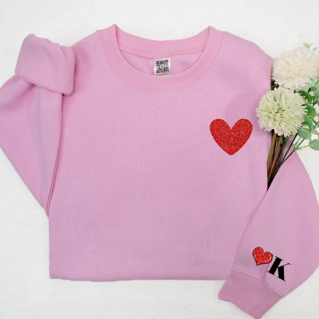 Valentines Sweatshirt Glitter Gifts Custom Nickname Sweatshirt
