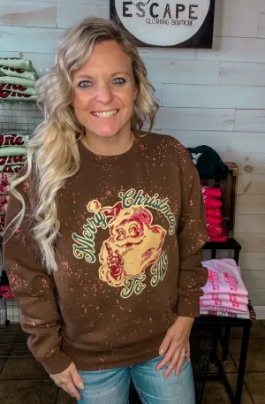 Vintage Santa Brown Bleached Crewneck Sweatshirt