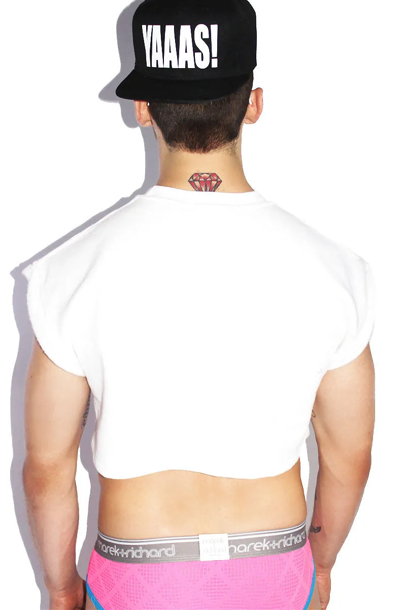 Werq Crop Sleeveless Sweatshirt- White