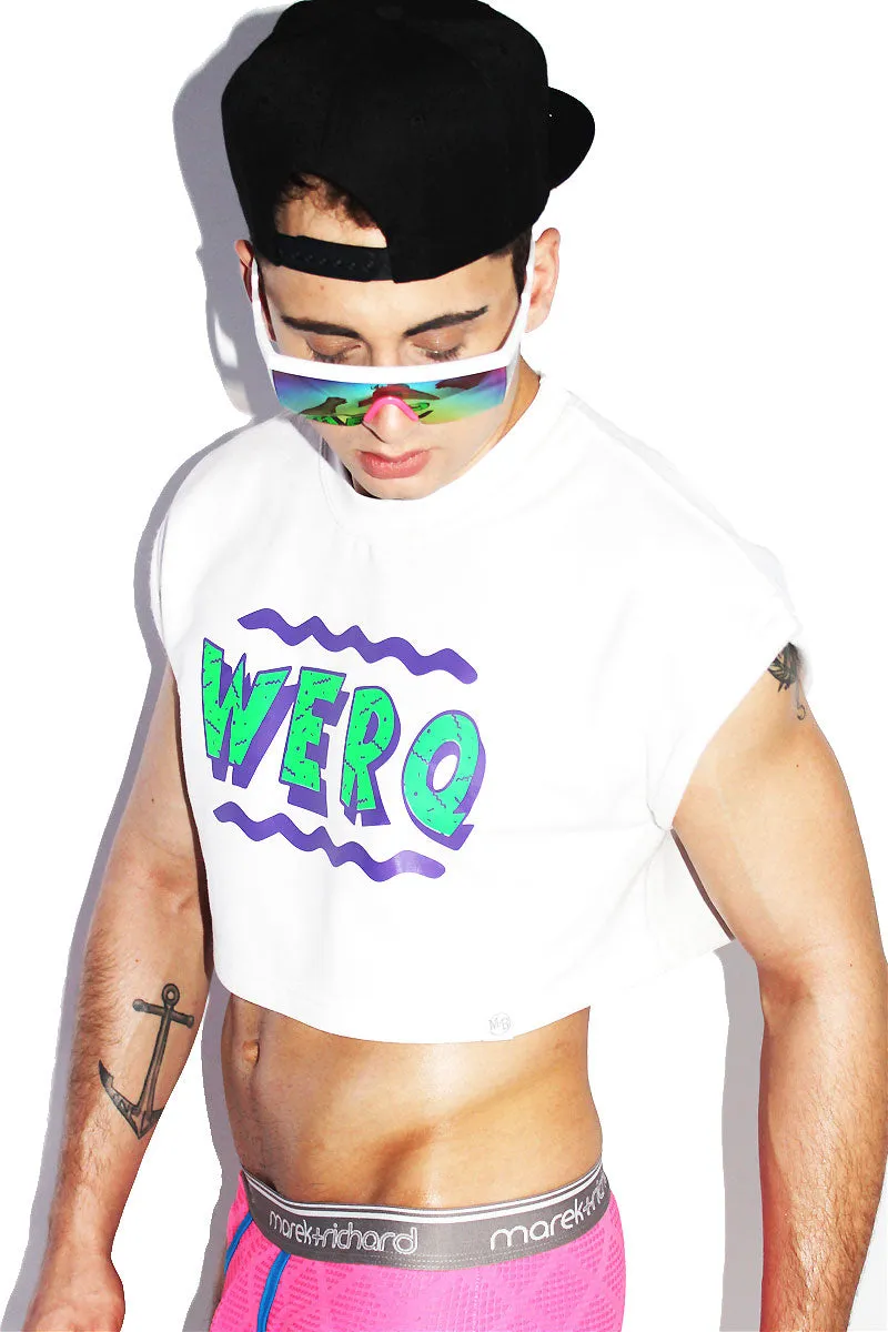 Werq Crop Sleeveless Sweatshirt- White