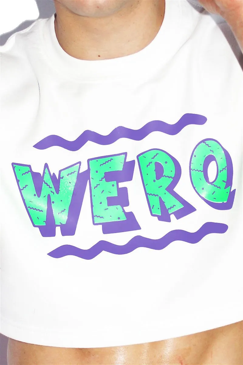 Werq Crop Sleeveless Sweatshirt- White
