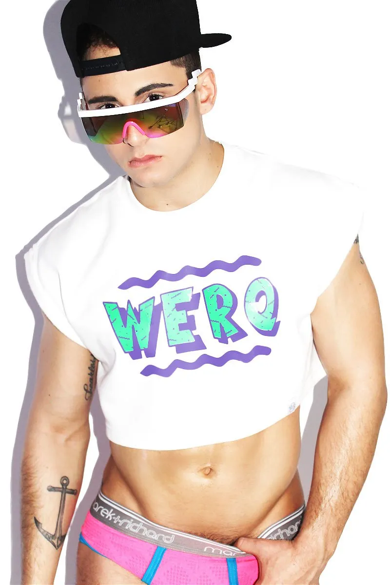 Werq Crop Sleeveless Sweatshirt- White